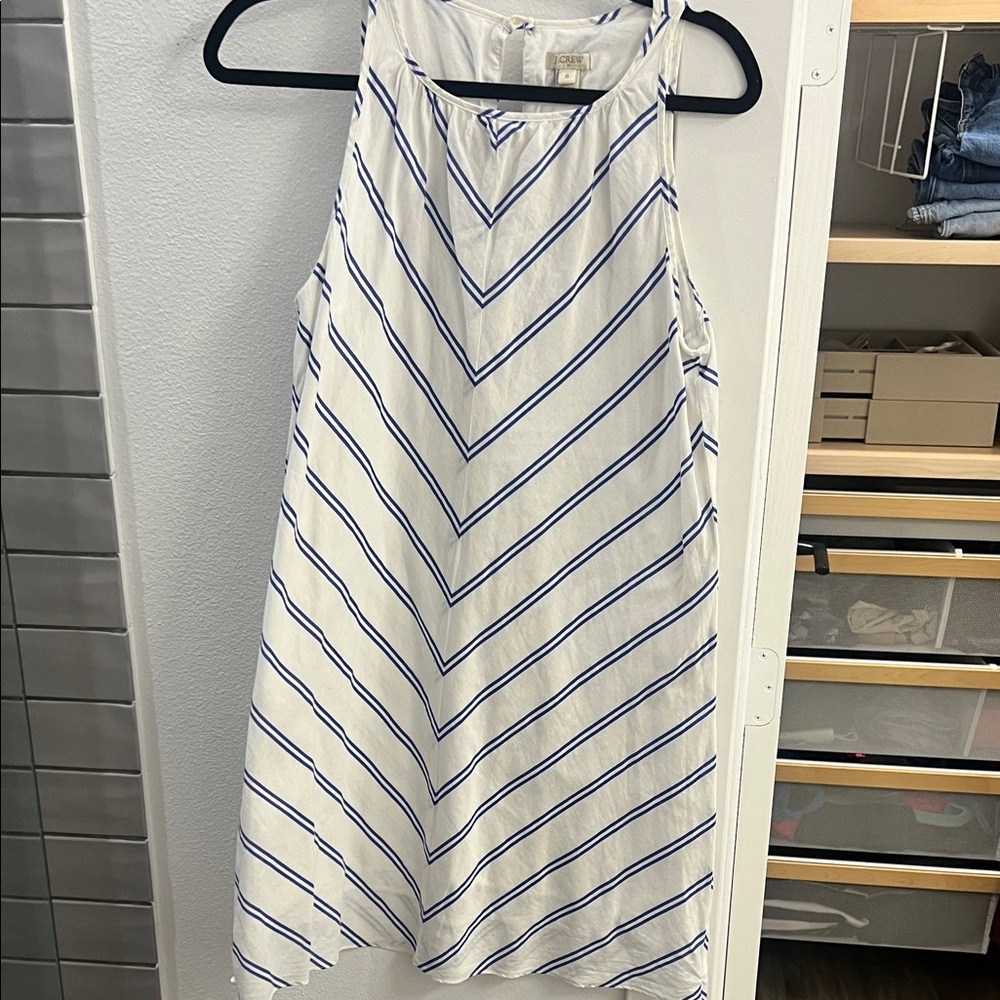 J. Crew White and Blue Striped Dress